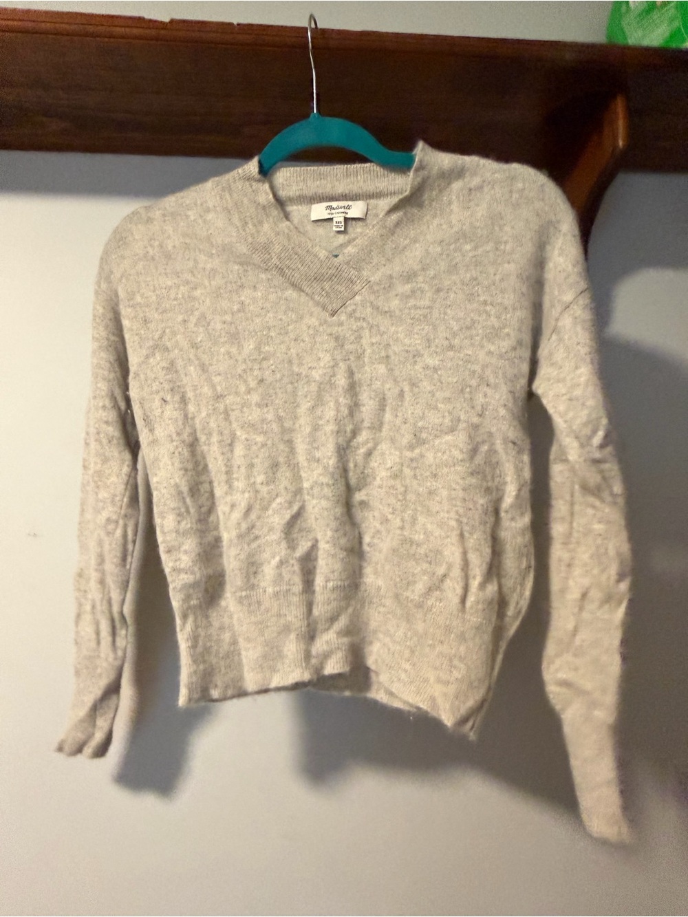 Madewell 100% Cashmere Gray V Neck Sweater XXS